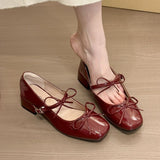 Fairy Style Temperament Round Head Bow With Mary Jane Shoes Spring And Summer New Shallow Thick Heel Single Shoe