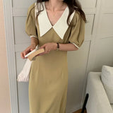 Harajuku Summer Short Sleeve Midi Holiday Chic A-line Popular Loose Lapel Retro Fashion