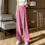 Zingj Leg Pants Women's Pants Down Loose High Waist Pink Trousers Spring And Autumn Suit Narrow Version Straight Leg Casual Floor