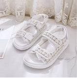 Sandals Summer New Flat British Wind Velcro Embroidery Thick-soled Casual Casual Roman Fragrance Designer Shoes