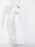 Small Fragrant Three-Dimensional Flowers Two Sets 2025 New Square Collar Short Top + High-Waisted Hip Dress Suit