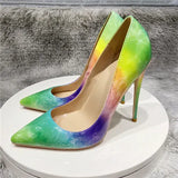 Green Women Pointy Toe Glossy Stiletto Pumps Sexy Ladies 12cm High Heel Party Dress Shoes Big Size 10 11 QP150