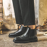 Zingj Boots Men British Style Low Pipe Short Boots Men Brock Business Martin Shoe