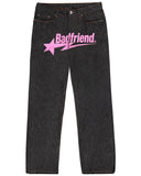 New American Letter Print Jeans Women Harajuku Hip Hop Vintage Straight Pants Unisex Casual Loose Jeans Punk Wide-Leg