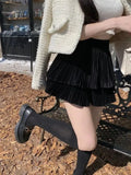 Velvet Layered Mini Skirts- Outfit