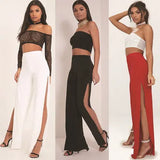 Side Large Slit Straight-leg Trousers Sexy