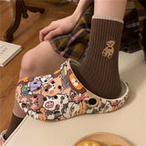 for woman Cartoon Animals Prints Leisure Outdoor Beach Garden Flip Flops Hole Shoes EVA Womens'slippers Flat
