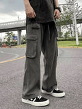 Men's Strap Detail Pocket Loose Cargo Pants- Outfit