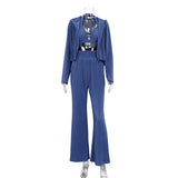 Zingj 2023 Hot Style Fashionable Loose Women's Pants Suit Elegant High-Waisted Long-Sleeved Hoodie Three-Piece Hair-Outfit