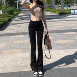 Women White Vintage Flare Jeans England Style High Street Women's Pants High Waist Denim 2022 Trend pantalones de