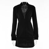 Turn-down Collar Button Women Two Piece Set Brown Long Sleeve Top High Waist Skirt Women Autumn Sexy Slim Office