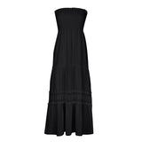 Women's Clothing Pure Color Bra Splicing Under The Long Sleeveless Retro Bohemian Waist