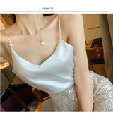 Wear Beige Women's Tube Top Satin Top V-Neck Aesthetic Clothing Trendy Camisole Bohemian Vest Open Back