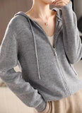 Autumn And Winter New Japanese And Korean Lazy Style Hooded Zipper Cardigan Women's Loose Thin Sweater