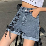 Women Fashionable Ribbons High Waist Abdomen Chic Student Summer Streetwear Harajuku All-match Stylish Daily Mujer