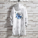 Chinese style windbreaker men's long thick trendy kimono jacket casual loose floating robe windbreaker