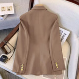 Zingj Suit Female 2024 Spring And Autumn New Khaki Loose Show Thin Suit Jacket Casual Wide-Leg Pants Two-Piece