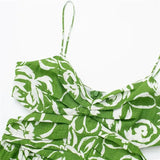2023 Cut Out Slip Long Dress Women Summer Green Floral Dress Woman Pleated Backless Sexy Party Dresses Beach Holiday