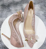 black flower decoration pointed toe 12cm 10cm 8cm high heels work party shallow fashion elegant women pumps SJ005