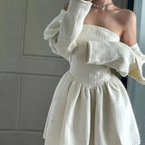 Elegant Vintage Mini Dress Women 2 Piece Dress Set Korean Clothing Casual Jacket Coats+Short Party Dress Female 2023