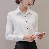 Women Chiffon Office Career Shirts Tops 2018 Fashion Casual Long Sleeve Blouses Femme