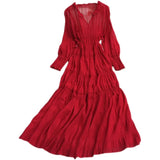 Zingj Holiday Dress Autumn Dress 2023 New Goddess Temperament V-Collar Rope-Drawn Waist
