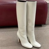 Three Round Head Thick And White High Barrel Boots Women 2025 Autumn And Winter New Super High Heel Thin But