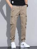 New Side Pocket Men's Trousers Big Overalls Autumn Casual Pants Men's Overalls Elastic Band Overalls