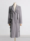 Zingj 2024 New Fashion Temperament Multi-Pocket Decoration Design Sense Long Suit Jacket Show Thin Suit