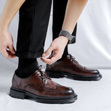 Zingj Men's Korean Version Wedding Groom Shoes Male Business Dress British Wind And Velvet Casual Shoes Px
