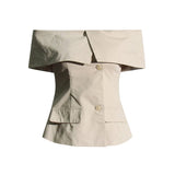 Socialite Light Ripe Wind Autumn 2025 New One-Line Collar Open Shoulder Splicing Design Slim Suit