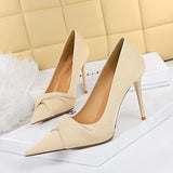 Zingj Korean Version Elegant Banquet Heels Slim Mouth Pointed Bow Women's Single