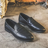 Zingj New Men's Leather Shoes Breathable Lazy Business Leisure One Foot Pedal Bean Shoes British Style Men's Shoes
