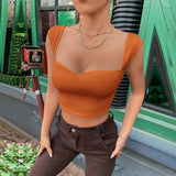 Short Sleeve Ribbed Crop TopOutfit