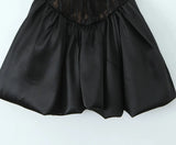 Black Lace Corset Style Satin Ball Gown Mini Dress- Outfit