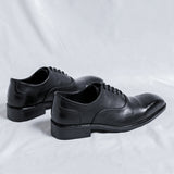 Zingj Men's Leather Shoes Pointed British Wind Derby Shoes Casual Three Joint Business Dress Groom Wedding Shoes