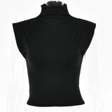 New Basic Women T shirt Casual Black White Female Crop Top 2021 Clothing Ladies Autumn Street Turtleneck Tee
