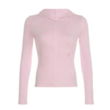 Solid Zipper Hoddie Sports Yoga Top-Outfit