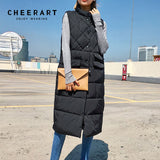Long Vest Winter Coat Women Sleeveless Down Jacket Slim Female Quilted Coat Femme Korean Waistcoat