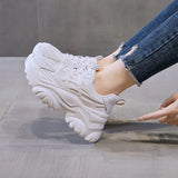 Zingj Bottom Fashion Dad Shoes Female Style 2024 New Autumn Breathable Increase Climax Retro Small White Casual Sports Shoes