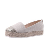 Hemp Rope Weaving Thick-Soled Fisherman Shoes Women's Large-Size Breathable Wish Canvas Shoes Flat Sole Single
