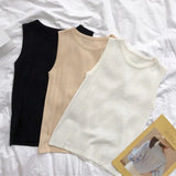 Mujer Black Tank Tops Women Summer Top Elasticity White Knitted Striped Casual Womens Clothes Camiseta Haut Femme