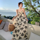Zingj Floral Lazy Wind Dress Women's Autumn Loose Slip Skirt With A Long Skirt Holiday Beach