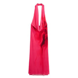 New Women's Tie-Dye Print Collar Hanging Neck Hanging Back Hanging Long Dress