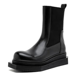 Spring And Autumn New Fashion Versatile Men's Martin Boots Black High Top Leather Shoes Fashion Short Boots