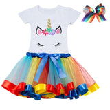 Clothing Sets Baby Girls Clothes 2021 Summer Princess Party Unicorn Colorful tutu Dress Kids Birthday Ball Gown