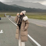 2022 Winter New Women Fur Hooded Long Jacket Parka Warm Cotton Padded Clothes Fashion Loose Coat Elegant Lady
