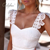 2022 Summer Women White Lace Party Dress Spaghetti Strap Elegant Lady Sleeveless Backless Sexy Bodycon Long