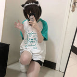 Aesthetic Summer Loose T-shirt 2024 Casual O Neck Japanese Kawaii Cartoon Top Women Short Sleeve Fashion Sweet Harajuku