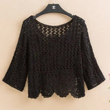 summer short hedging knitted hollow flower small outer super fairy all-match lace